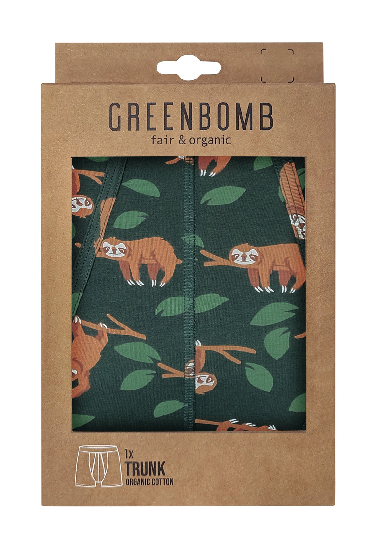 000027_7620 GREENBOMB - animal sloth branch Boxershort Trunk mix