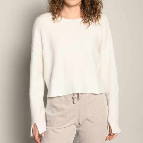 2545-021 AMBER&MOON - Pullover mit Schlitzen 114 creme