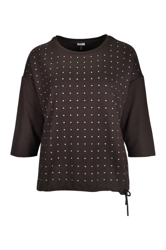 957084 KENNYS Feinstrickpullover mit Nietenbesatz 892 schokolade