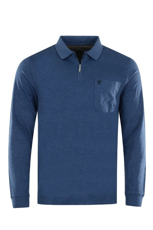 20073/3 HAJO - softknit Polo Langarm 600 blau