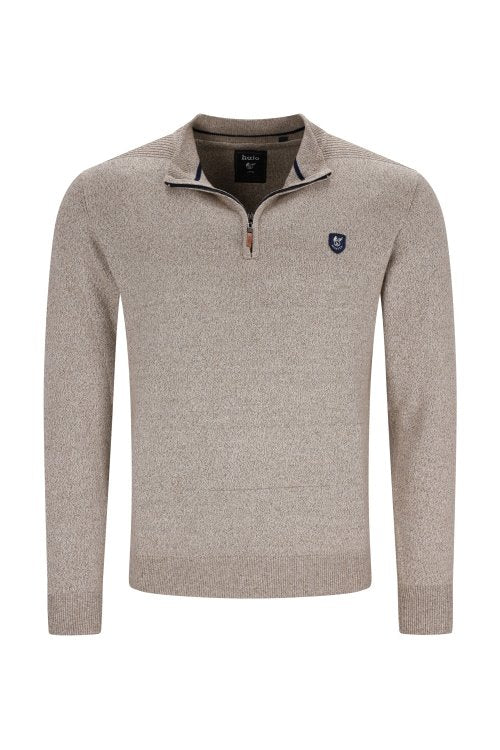 27848 HAJO - Pullover Troyer Jaspé 277 beigemouline