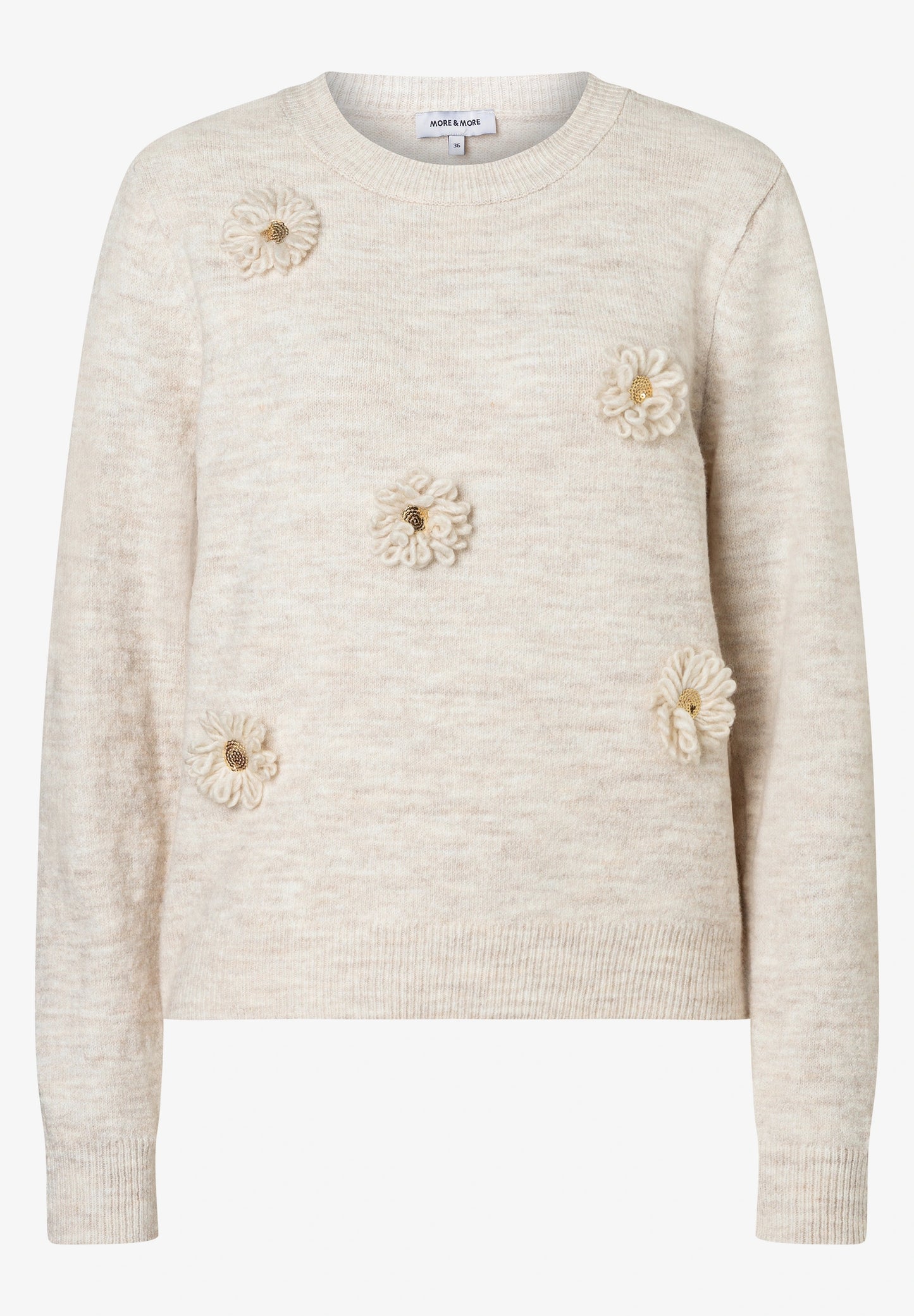 51641080 MORE&MORE - Pullover with Flowers 0038 powder creme