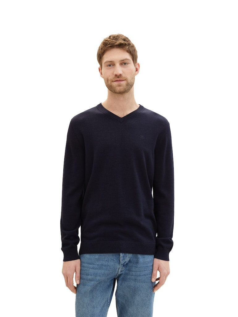 1038427 TOM TAILOR men - V-Ausschnitt Pullover 13160 navy