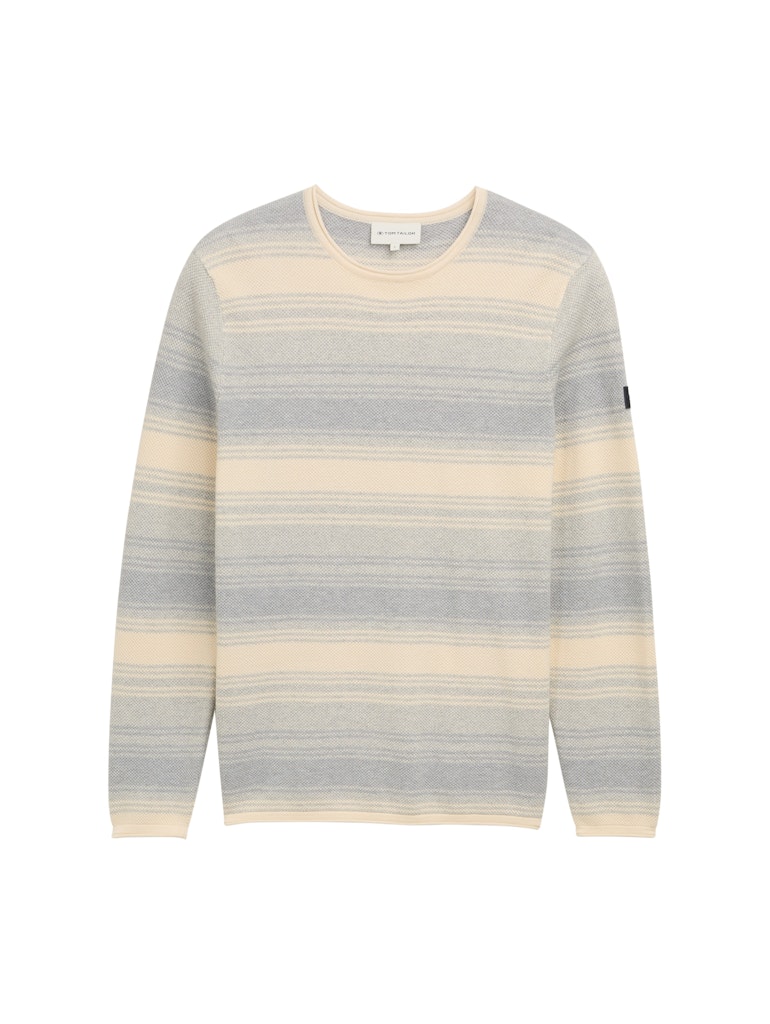 1048259 TOM TAILOR men - Gestreifter Pullover mit gerollten Saumkanten