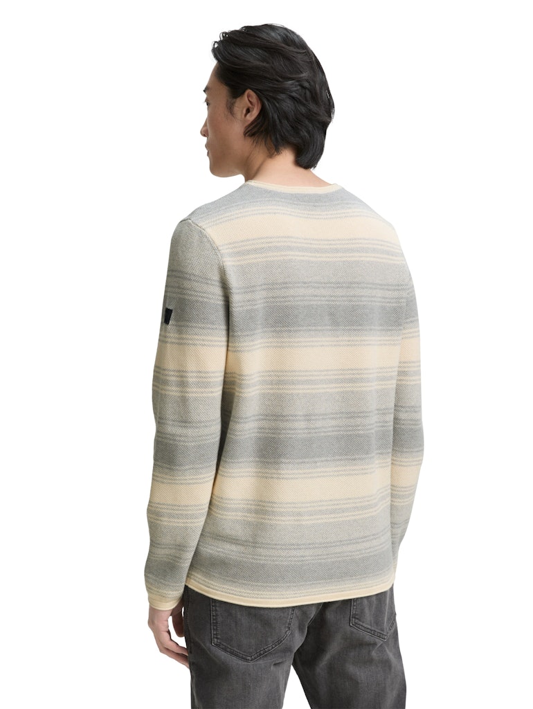 1048259 TOM TAILOR men - Gestreifter Pullover mit gerollten Saumkanten