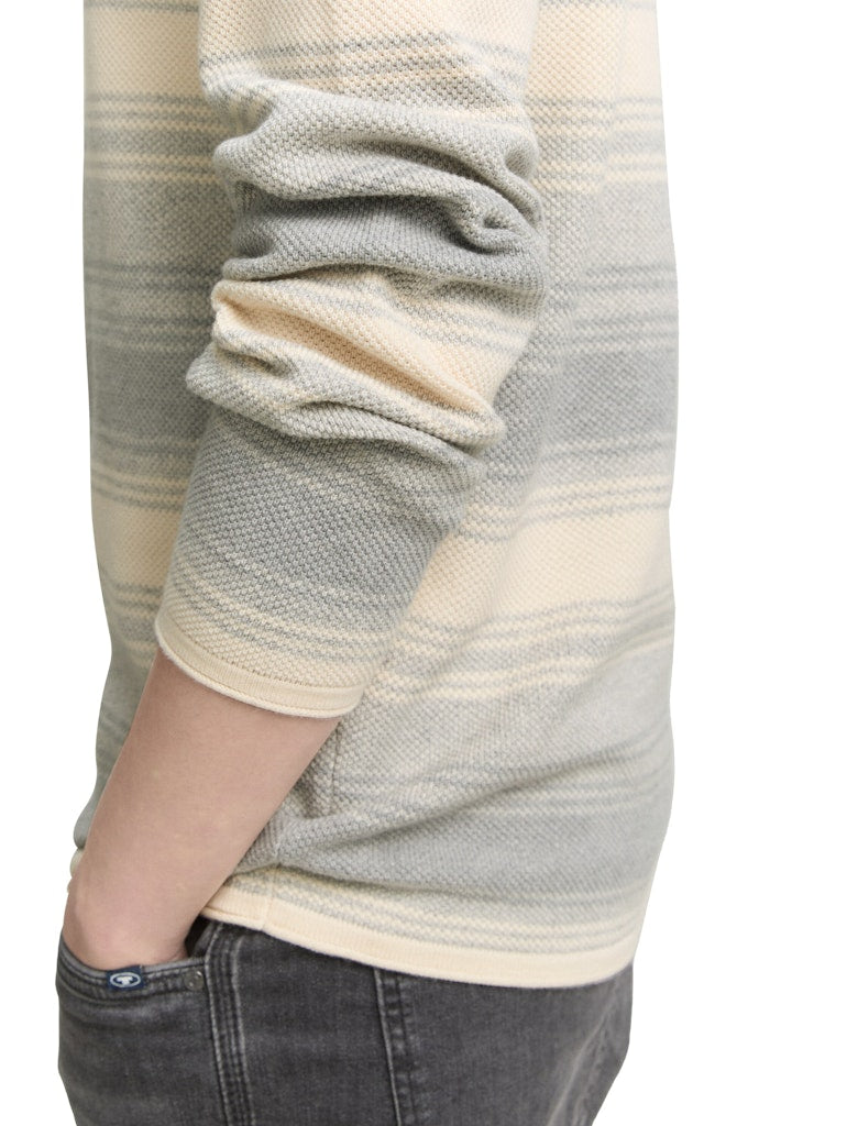 1048259 TOM TAILOR men - Gestreifter Pullover mit gerollten Saumkanten