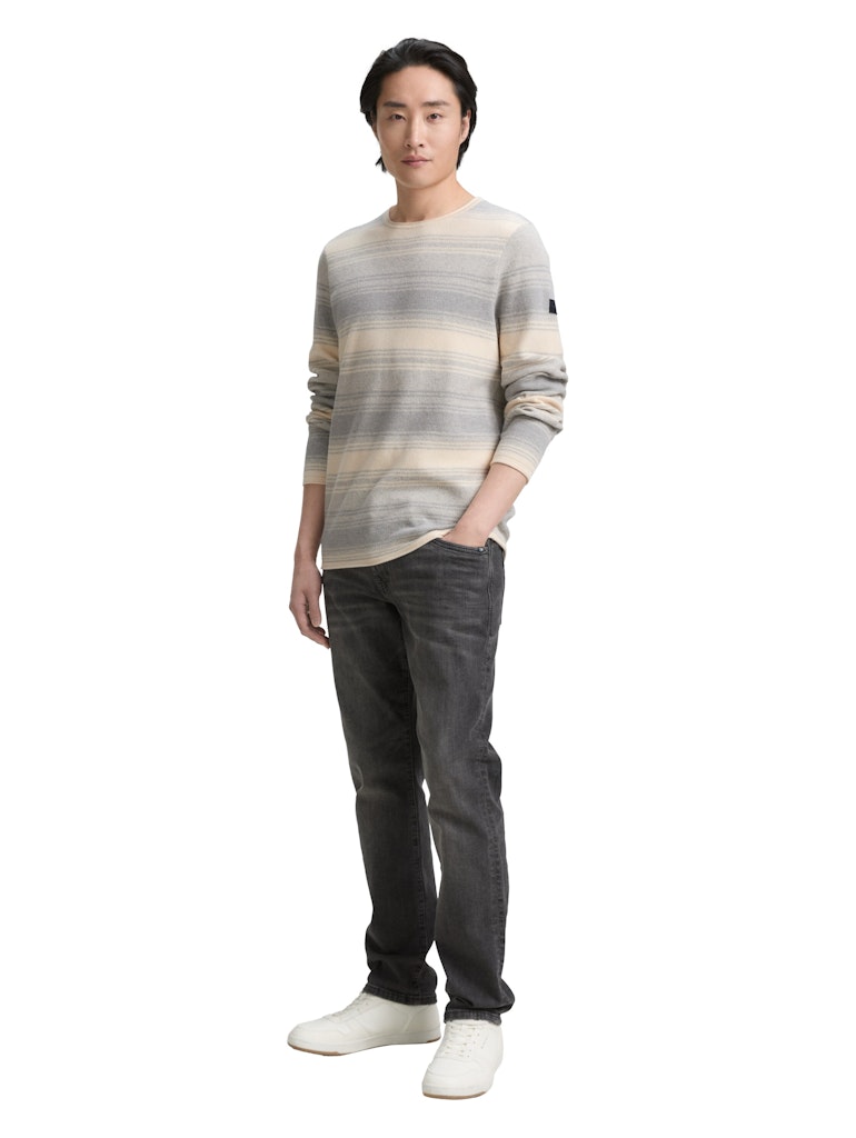 1048259 TOM TAILOR men - Gestreifter Pullover mit gerollten Saumkanten