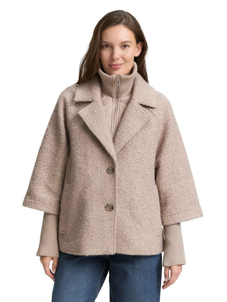 1046602 TOM TAILOR wmn - Bouclé Cape Jacke im 2-in-1-Look 38230 beige