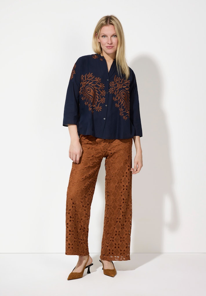 51062058 MORE&MORE Blouse Paisley Embroidery 0370 ink blue