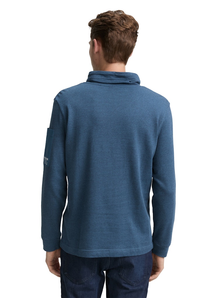 1047814 TOM TAILOR men - Longsleeve mit Kordelzug am Schalkragen