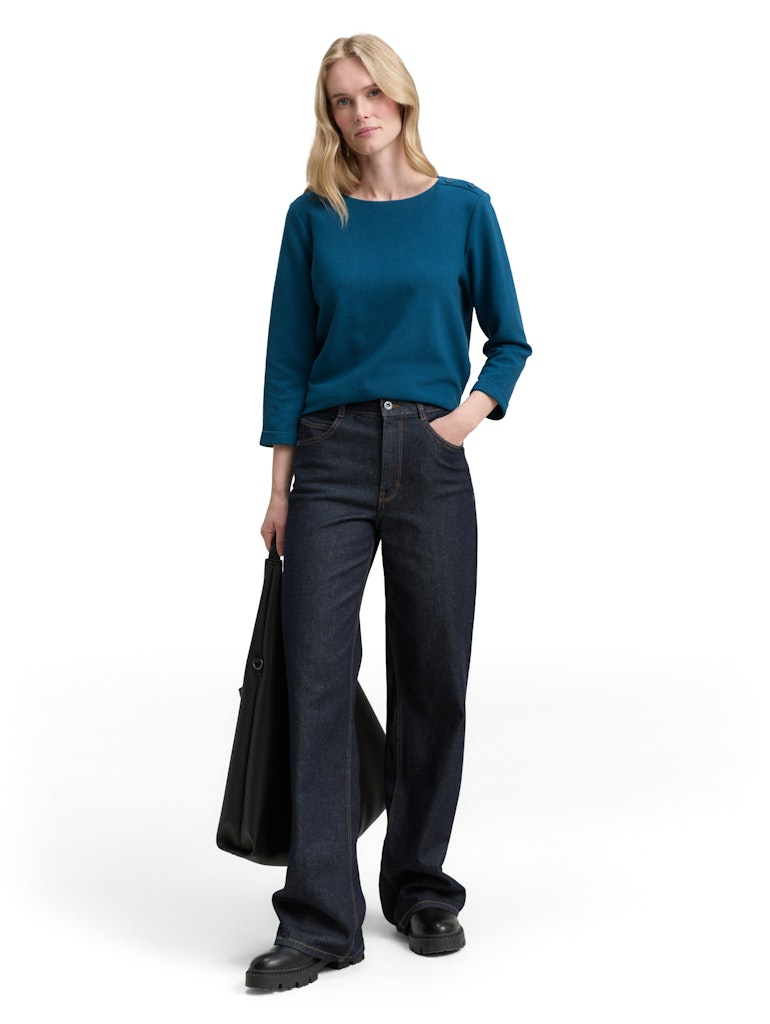 1045536 TOM TAILOR wmn - Longsleeve mit Kordelzug 13183 petrol
