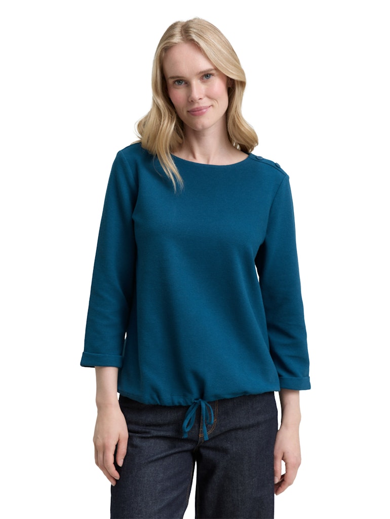 1045536 TOM TAILOR wmn - Longsleeve mit Kordelzug 13183 petrol