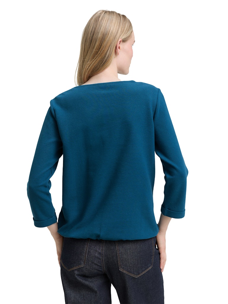 1045536 TOM TAILOR wmn - Longsleeve mit Kordelzug 13183 petrol
