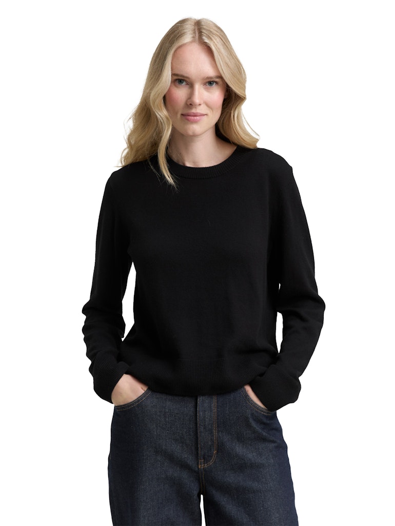 1048341 TOM TAILOR wmn - Strickpullover mit Rundhalsausschnitt 14482 deep black