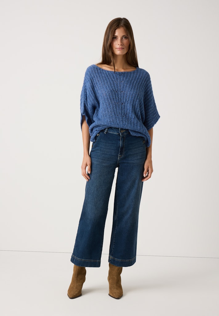 51081056 MORE&MORE - Ajour Pullover Boxy Shape 0334 blue cloud