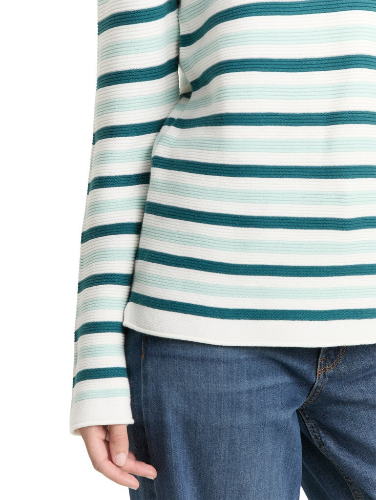 1016350 TOM TAILOR wmn - New Ottoman Pullover 40018 mint green beige stripe