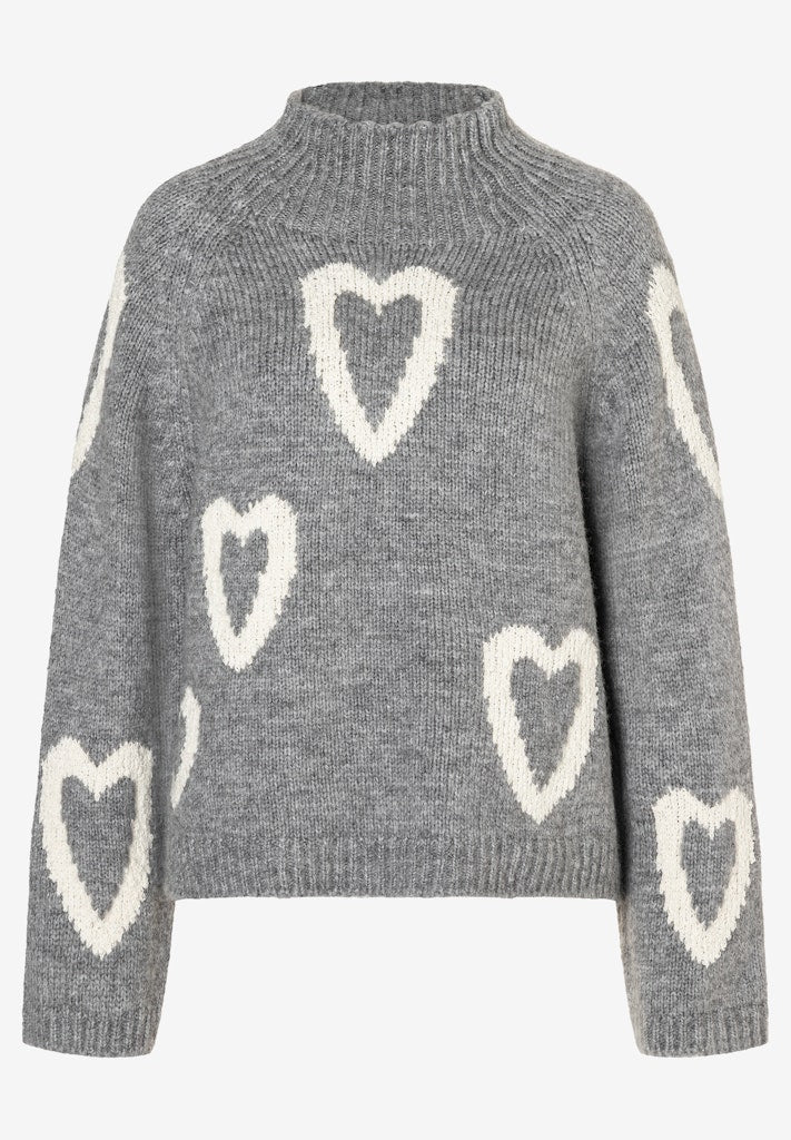 51641081 MORE&MORE - Pullover with Hearts 0740 warm grey melange