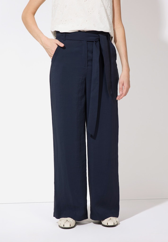 51064055 MORE&MORE Modal Blend Wide Pants w Belt 0370 blue