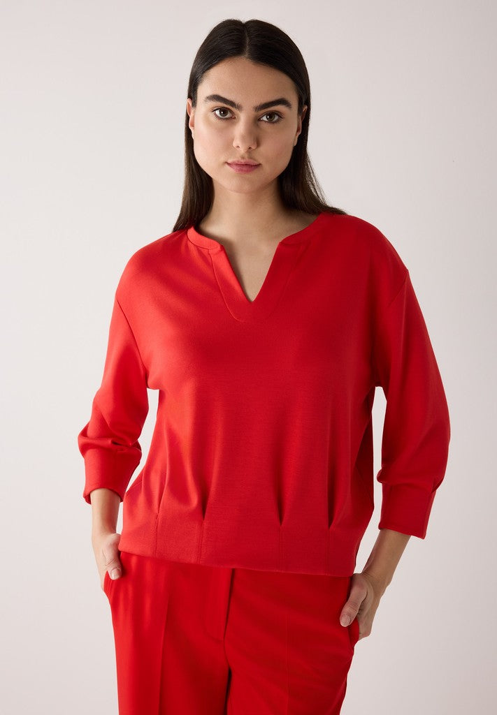 61020258 MORE&MORE - Sweatshirt with Pleat-Details 0539 tulip red