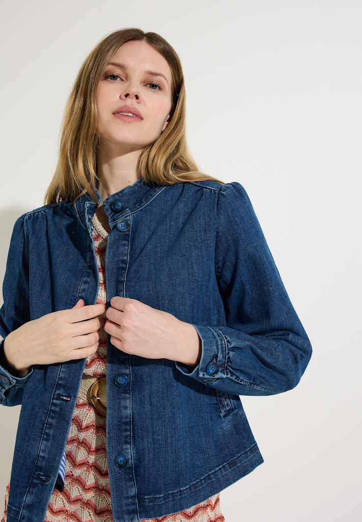 61026252 MORE&MORE - Blue Denim Jacket 0962 middle blue denim