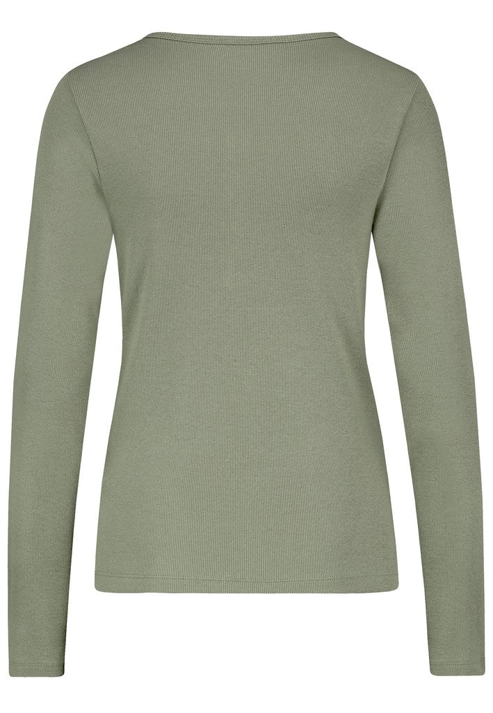 D16005M02779C AUTHENTIC STYLE wmn - Ripshirt mit Knopfleiste 12300 faded green