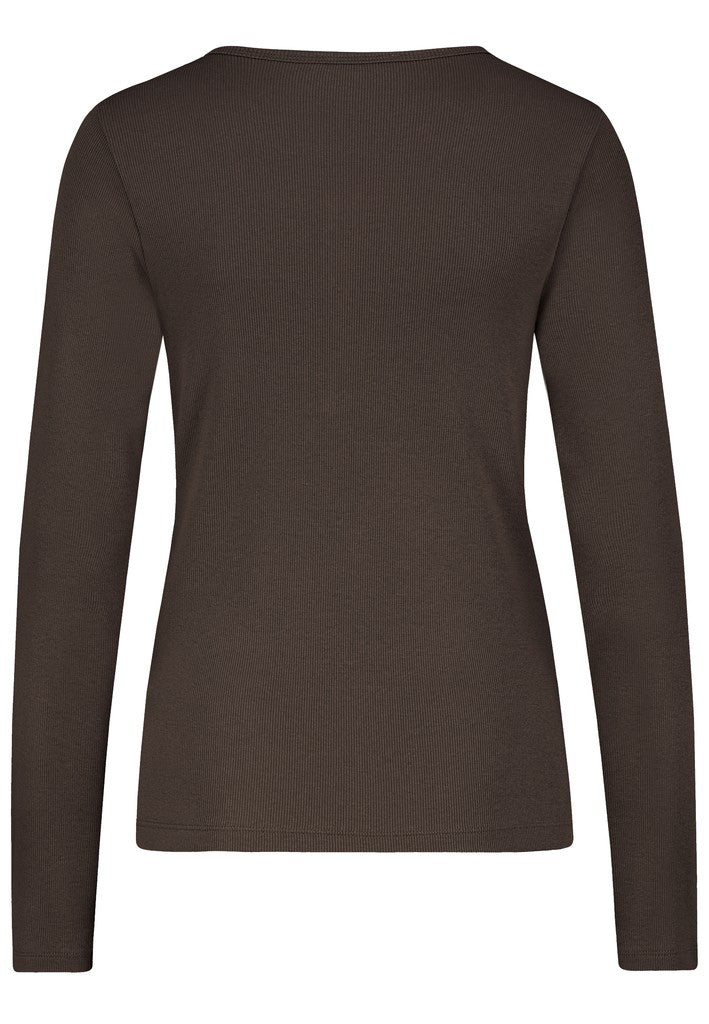 D16005M02779C AUTHENTIC STYLE wmn - Ripshirt mit Knopfleiste 21400 deep chocolate brown