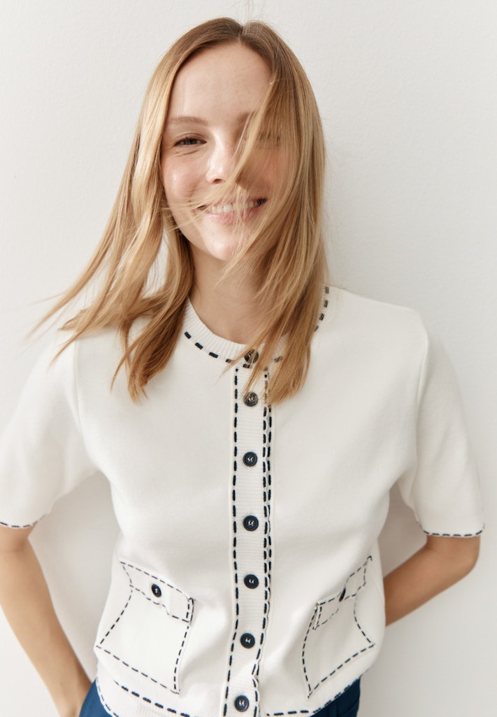 61021253 MORE&MORE - Cardigan with Handstitching 0041 off white