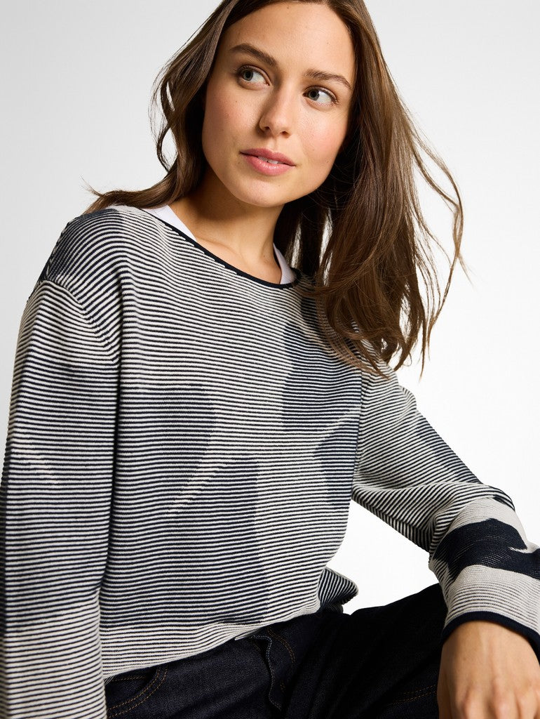 1050548 TOM TAILOR wmn - Pullover 39926 navy ginko structure stripe