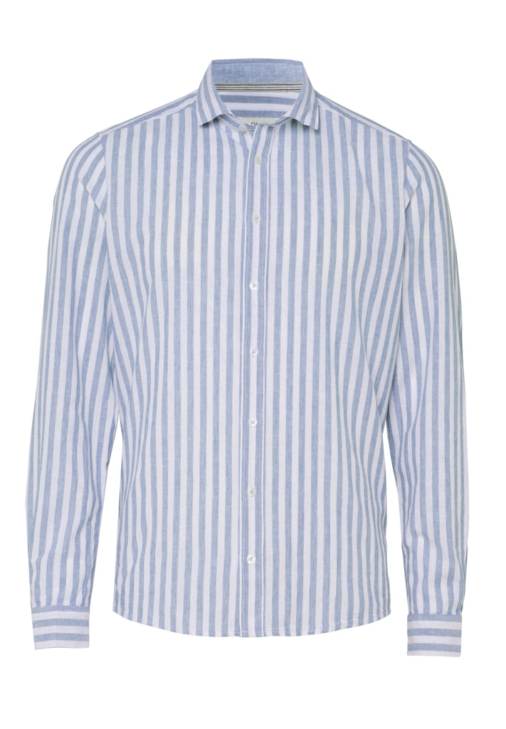 E31515-51701 PURE- Casual Hemd Langarm 163 mittelblau-weiß