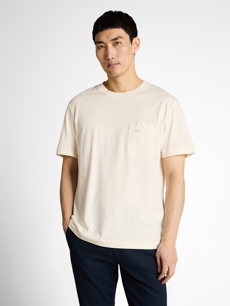 1050582 TOM TAILOR men - T-Shirt 10348 offwhite
