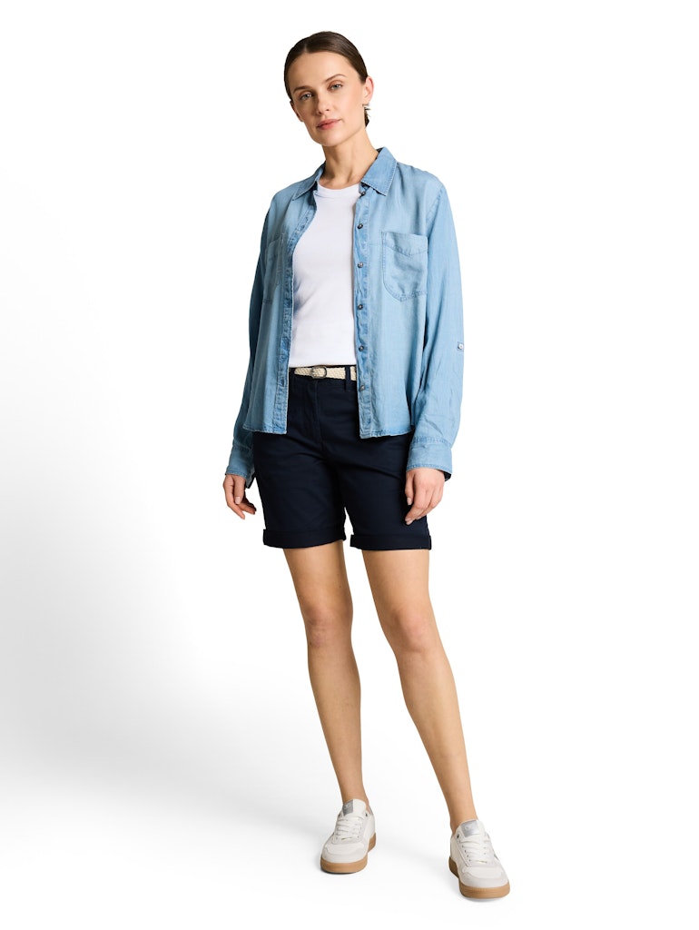 1049980 TOM TAILOR wmn - Chino Bermuda Shorts mit Gürtel 10668 sky captain blue