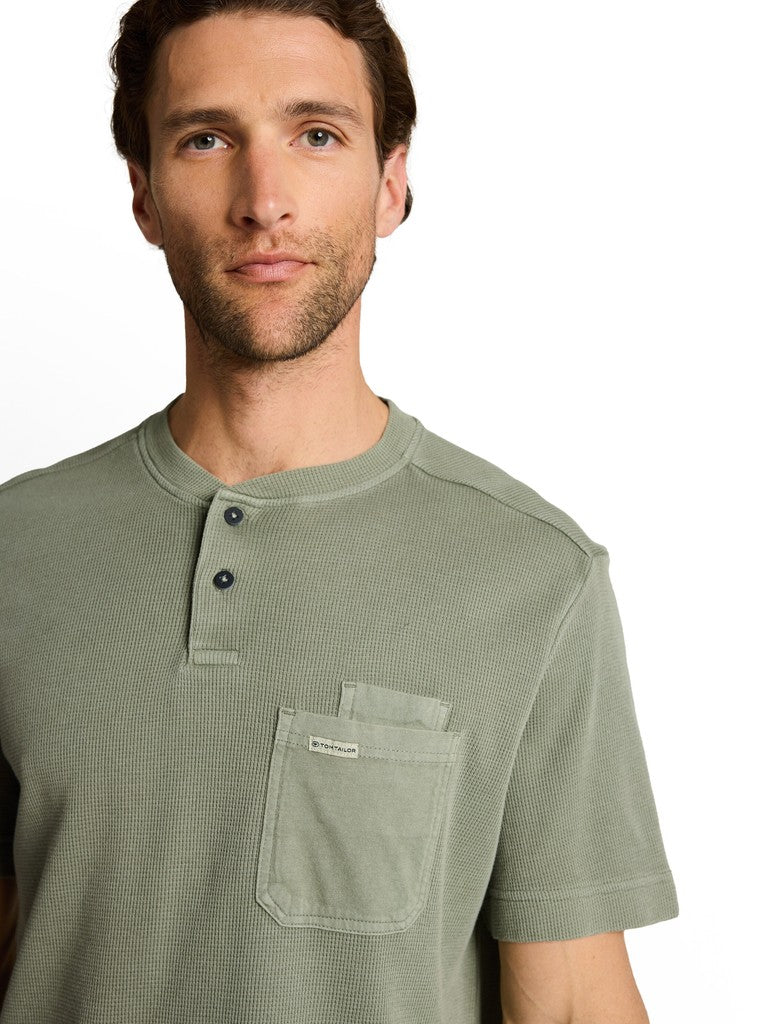 1050194 TOM TAILOR men - Henley 10767 greyish shadow olive
