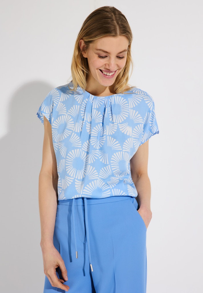 61812484 MORE&MORE - Flower Printed Blouse 2319 fresh skyblue offwihite
