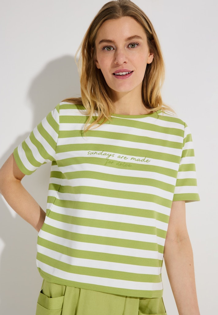 61030007 MORE&MORE - Boxy Shirt with Stripes 2603 jersey stripes pistachio