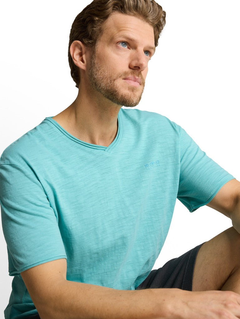 1050227 TOM TAILOR men - T-Shirt mit V-Ausschnitt 39442 river teal