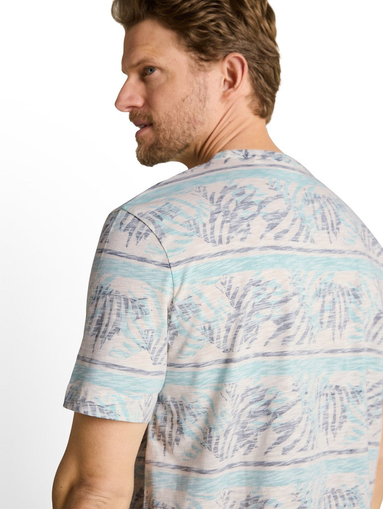 1050856 TOM TAILOR men - T-Shirt 39824 blue teal leaf stripe