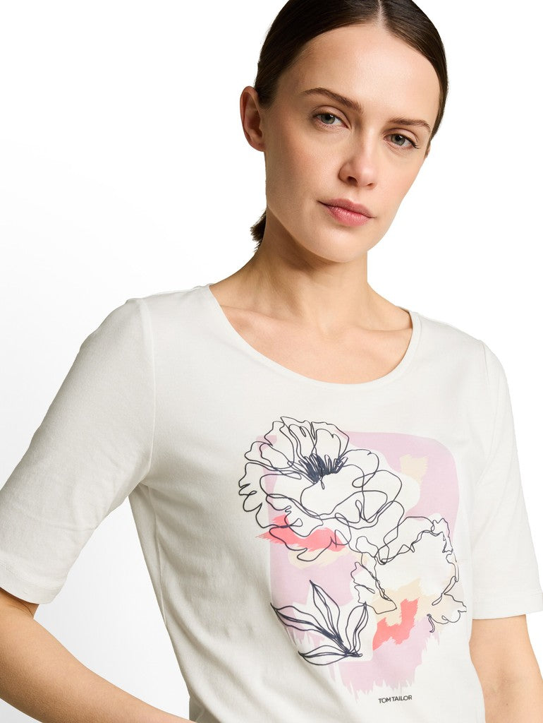 1050457 TOM TAILOR wmn - T-Shirt mit Print 10315 whisper white