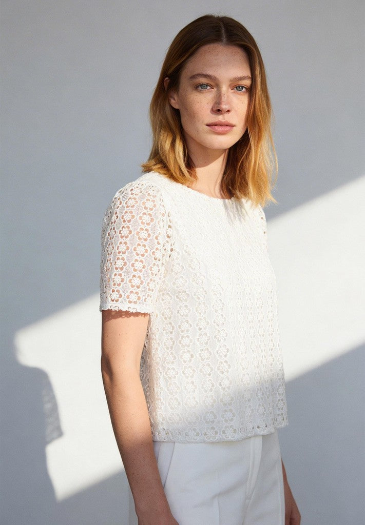 61822487 MORE&MORE - Lace-Shirt 0041 off white