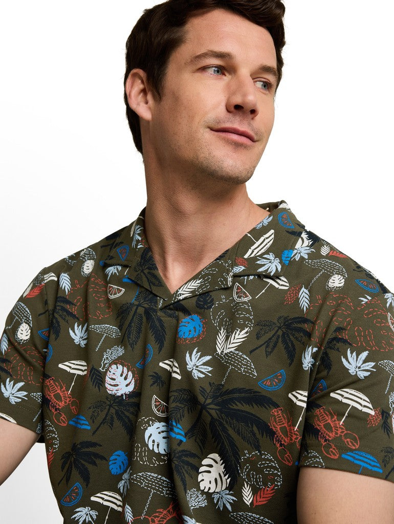 1051177 TOM TAILOR men - Piqué Poloshirt mit Allover-Print 40190 leaf green beach design