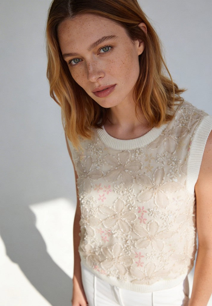 61241080 MORE&MORE - Pullover with Glitter Effect 0041 off white