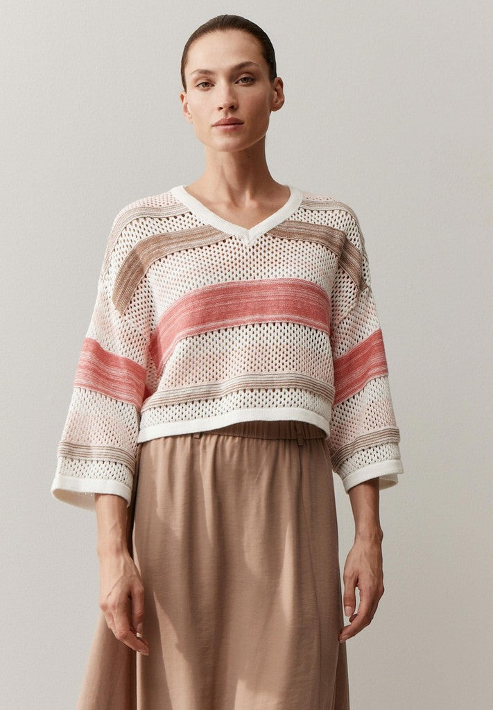 61041066 MORE&MORE - Croped Pullover with Stripes 4865 striped knit
