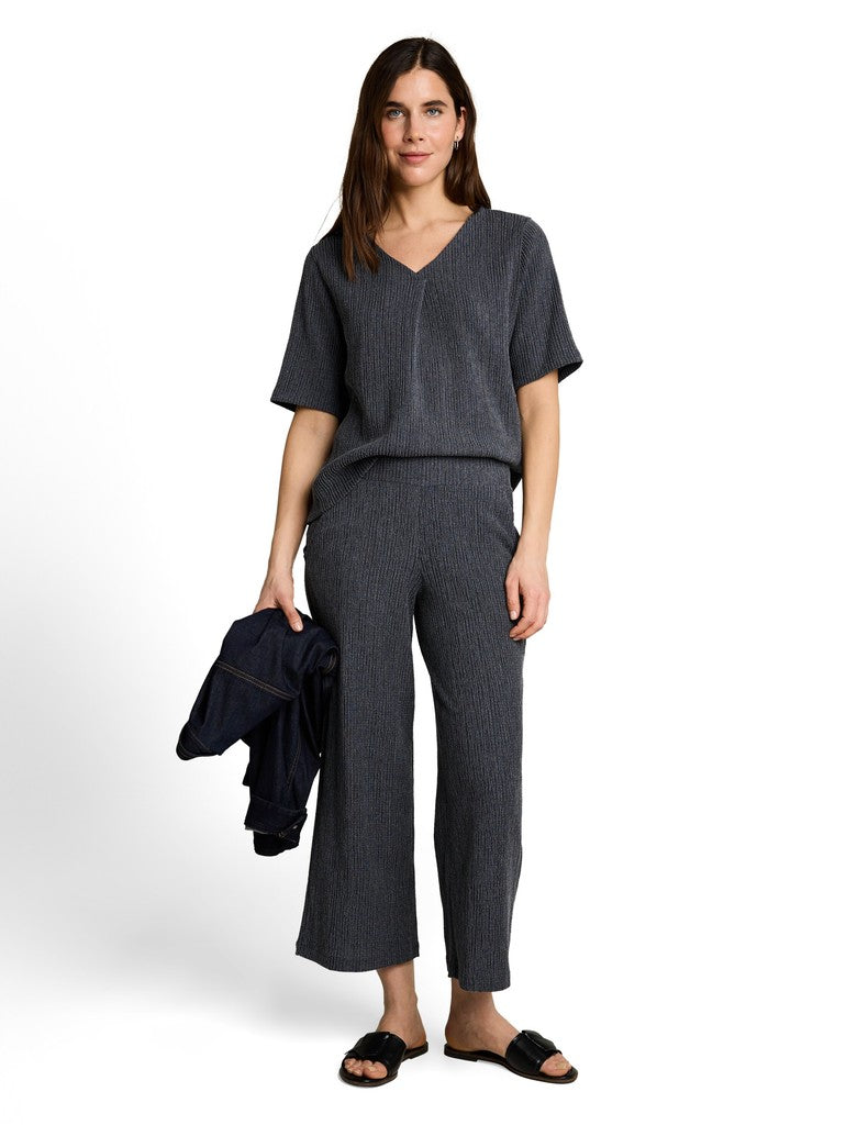 1052140 TOM TAILOR wmn - Crinkle Culotte Hose 40549 navy white structure