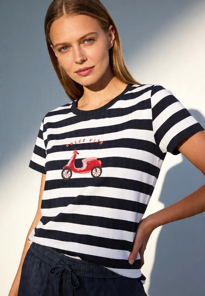 61820558 MORE&MORE - T-Shirt with Placement Print 2375 knitted stripe