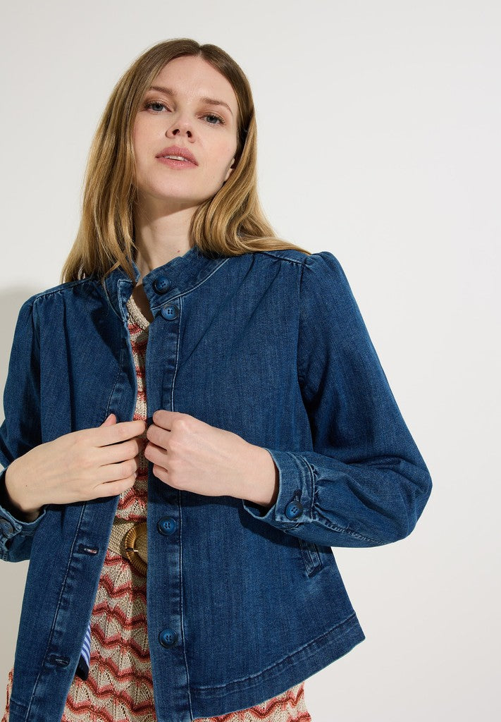 61026252 MORE&MORE - Blue Denim Jacket 0962 middle blue denim