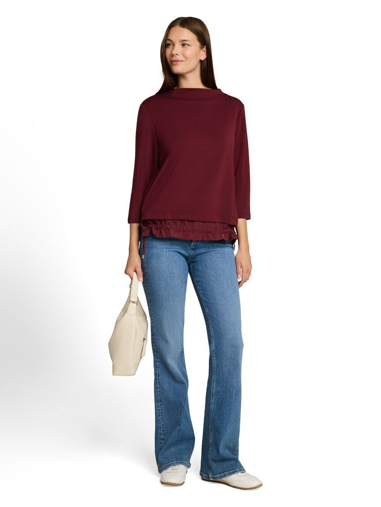 1052880 TOM TAILOR wmn - Scuba Langarmshirt 10342 preppy plum