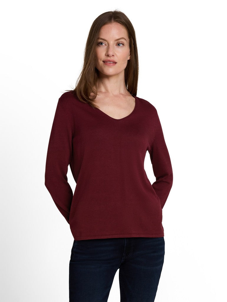 1012976 TOM TAILOR wmn - Strickpullover mit V-Ausschnitt 10342 preppy plum