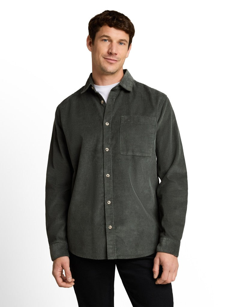 1052322 TOM TAILOR men - Cord-Overshirt 14406 Darkest Olive