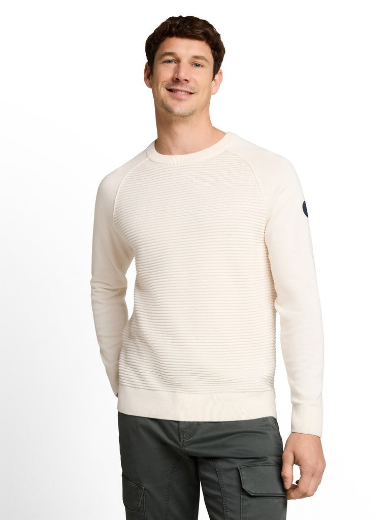 1052235 TOM TAILOR men - Strickpullover mit Ottoman Struktur 10348 gardenia white