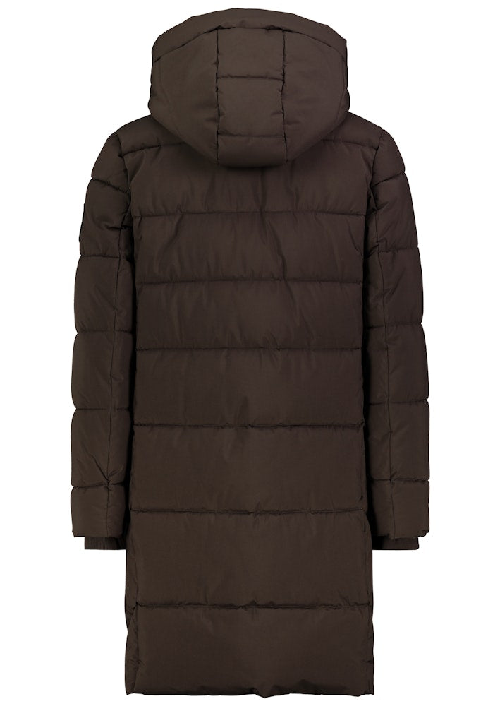 D50022X44562A2 AUTHENTIC STYLE wmn - Steppmantel mit Kapuze 21400 deep choclate brown