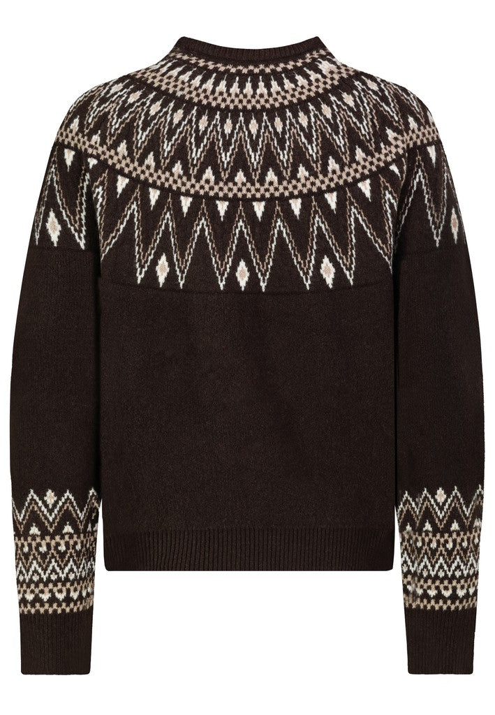 D90073AB90929C3 AUTHENTIC STYLE wmn - Pullover mit Fair-Isle-Chic 21400 deep chocolate brown